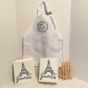 Paris Eiffel Tower Painting Party 5 Canvases On Easels With 5 Ooh La La Aprons